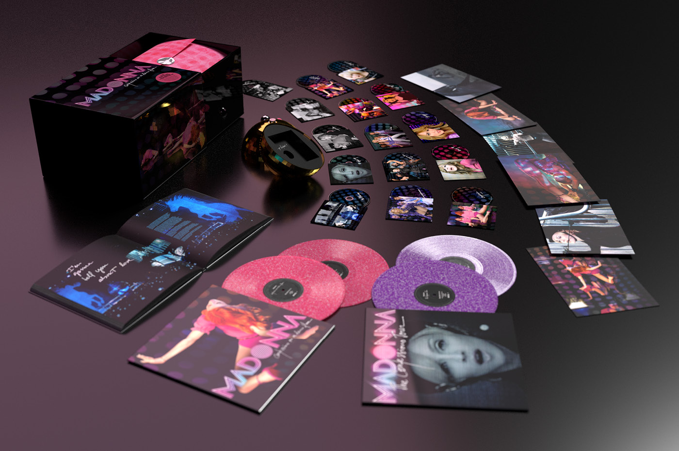 Madonna's "Confessions on a Dance Floor" box set spread out