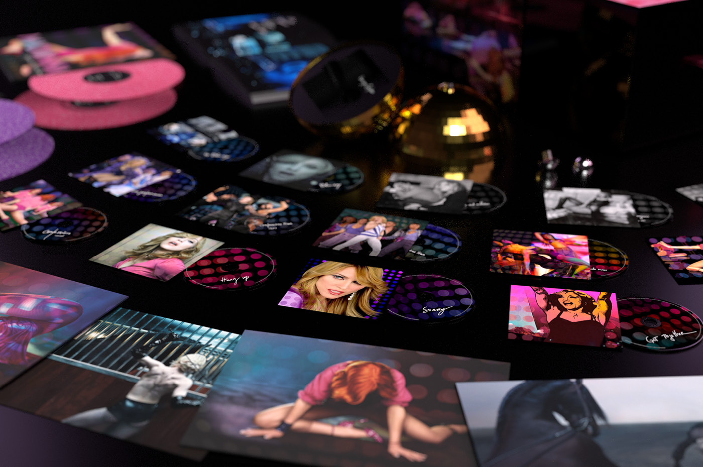 Madonna's "Confessions on a Dance Floor" box set close-up view of the CD card sleeves