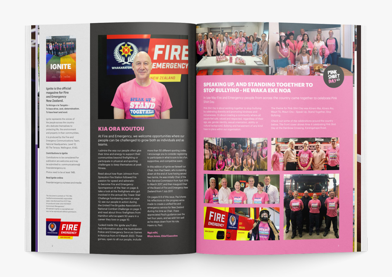 Fire and Emergency NZ Ignite magazine spread