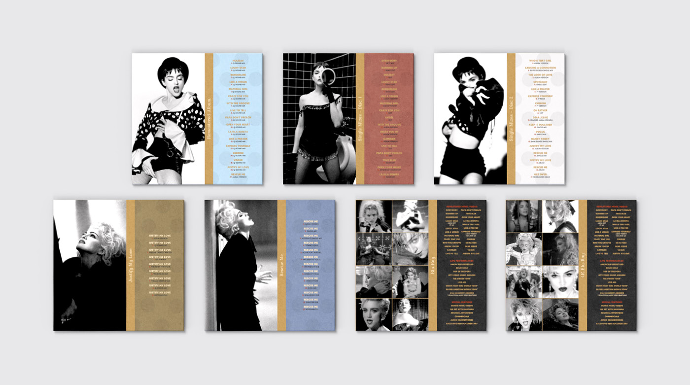 Madonna "The Immaculate Collection" box set design, CD sleeve backs