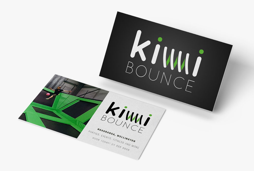 Kiwi Bounce trampoline park logo design drawings and illustrations in a sketchbook