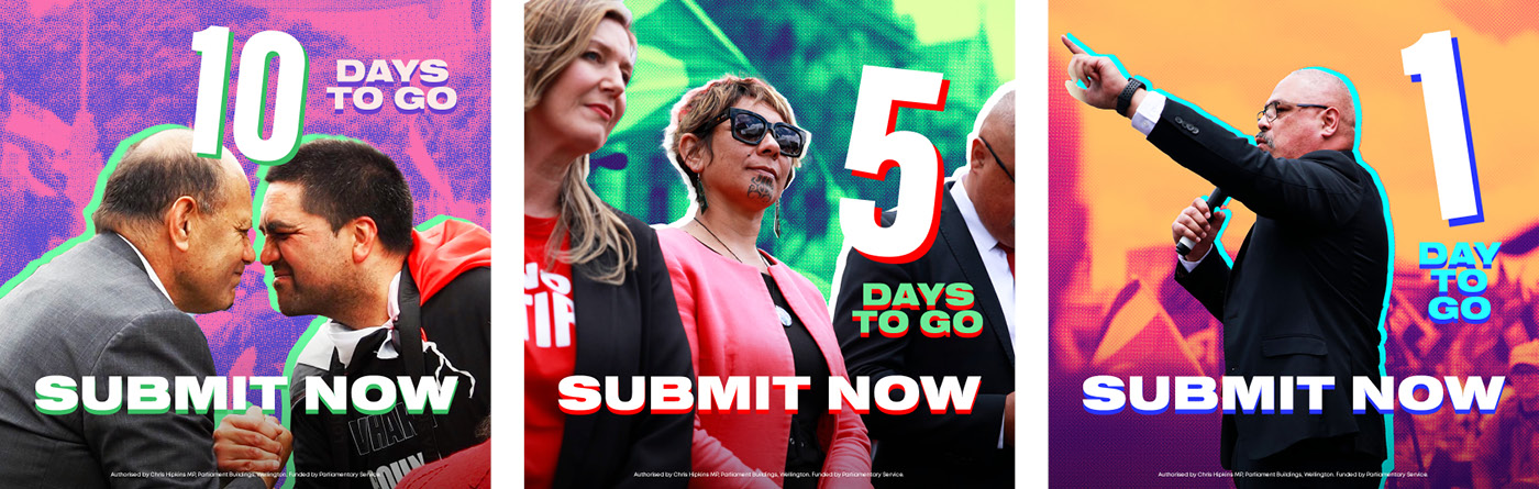 Social posts created during the historic Hīkoi mō te Tiriti against the Treaty Principles Bill in November 2024.