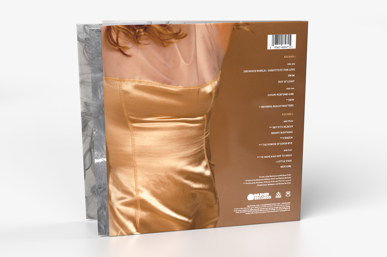 My redesigned Madonna "Ray of Light" album cover in a new vinyl edition design based on the Mario Testino photoshoot, back cover
