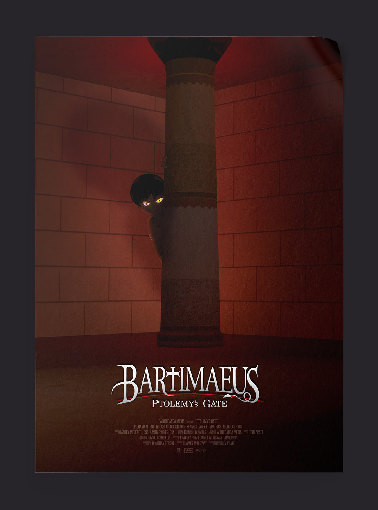 A special edition red poster, created for the promotion of the short film 'Bartimaeus: Ptolemy's Gate'.