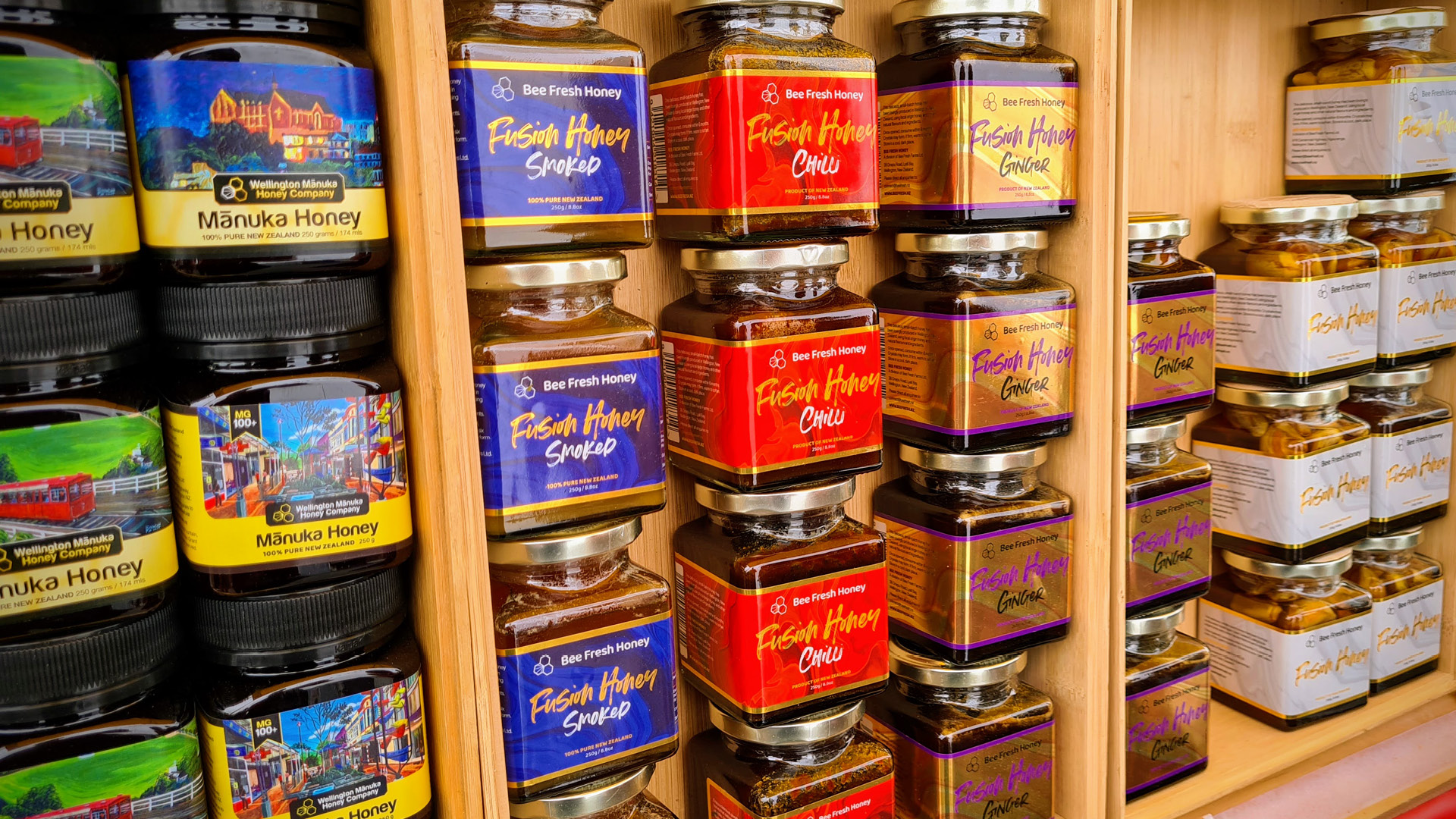 Bee Fresh Farms jars of honey photographed