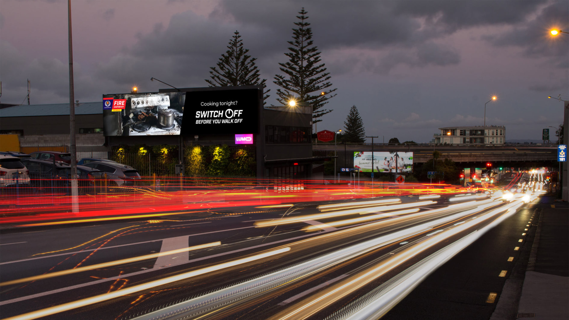 Fire and Emergency NZ 'switch off before you walk off' campaign design on nationwide billboards