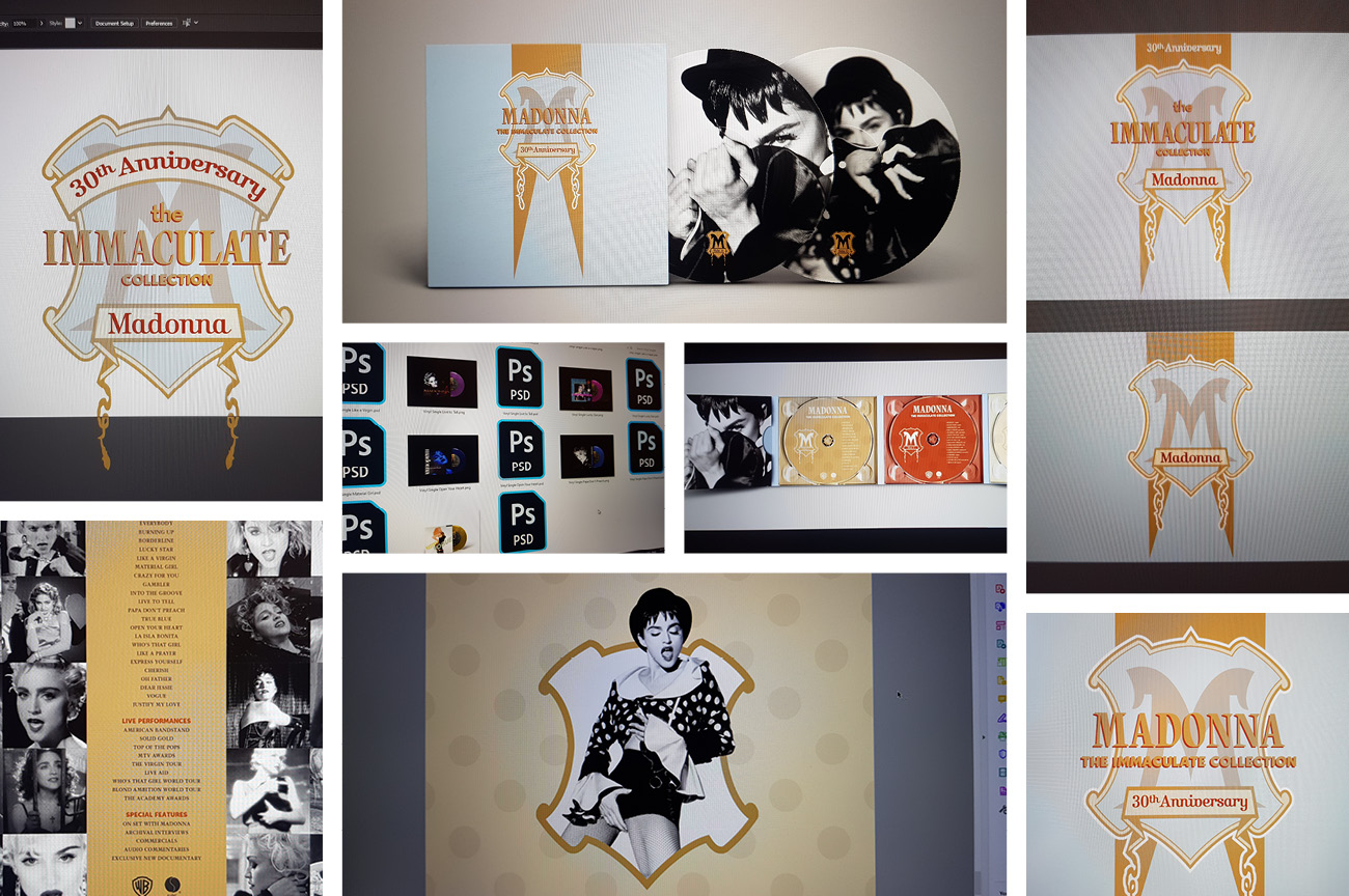 Madonna "The Immaculate Collection" box set design, work in progress designs