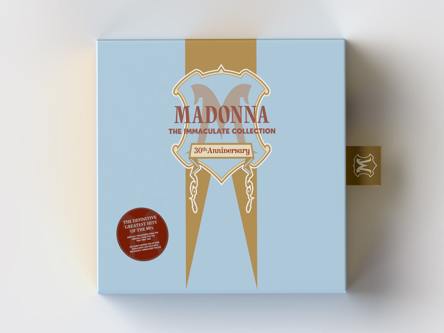 Madonna "The Immaculate Collection" box set design, box cover top-down view