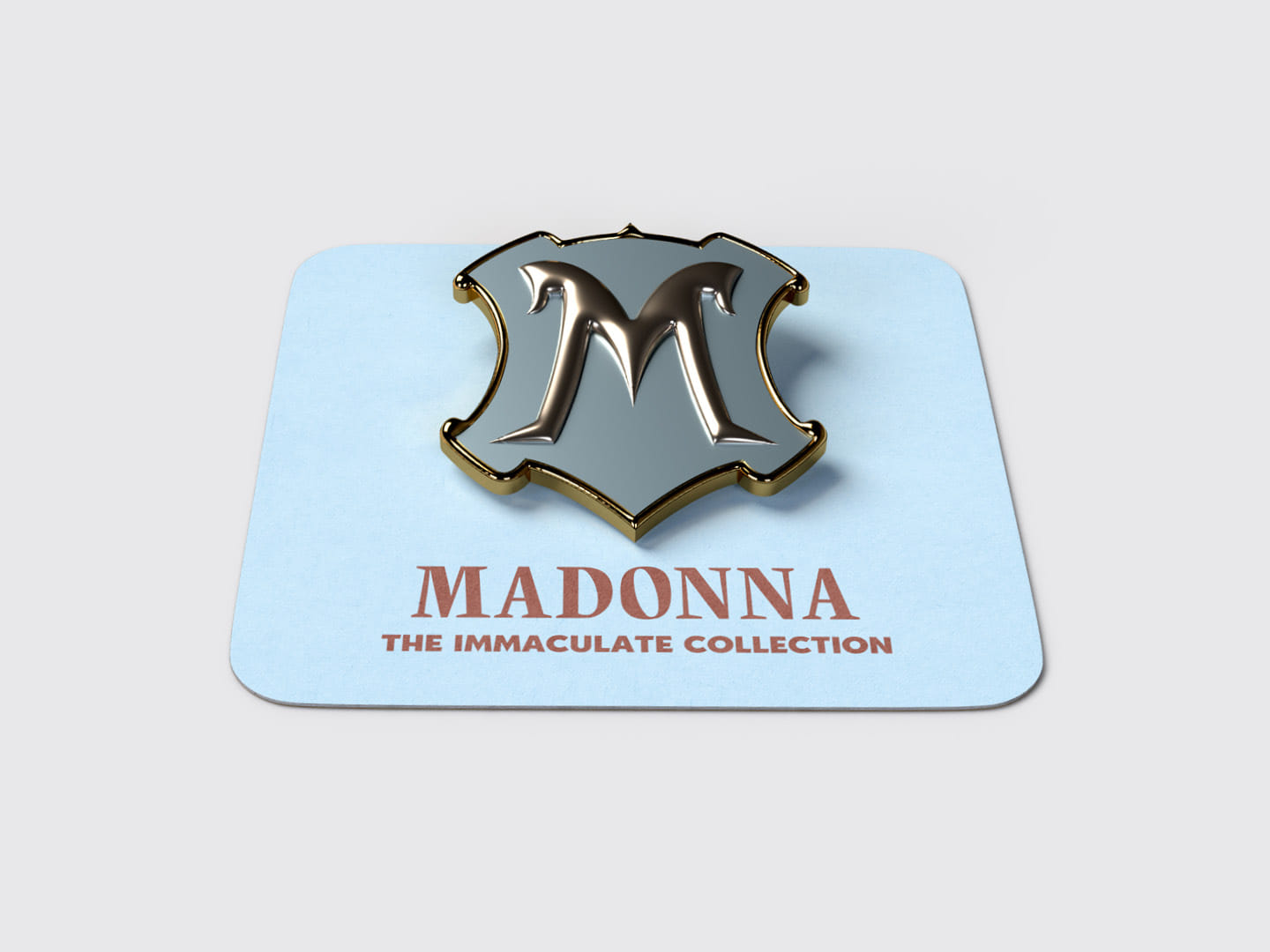 Madonna "The Immaculate Collection" box set design, custom designed shield metal enamel pin