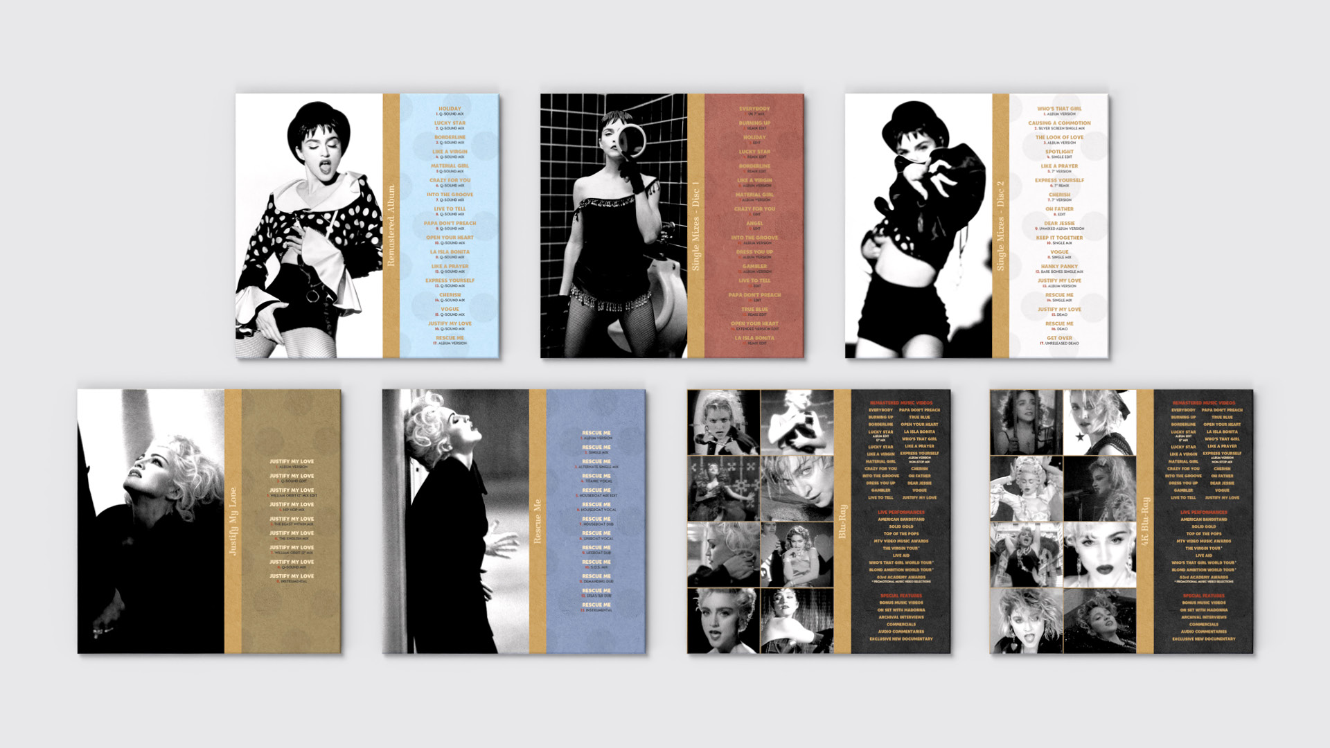 Madonna "The Immaculate Collection" box set design, CD sleeve backs