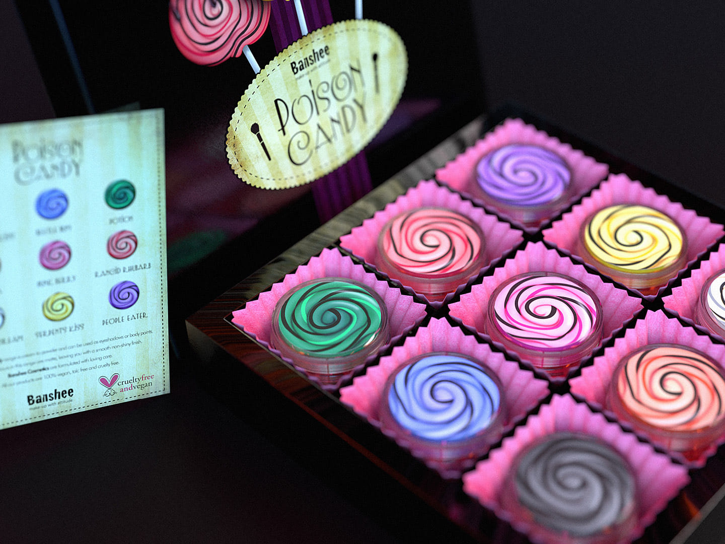 A render of the Poison Candy makeup collection in its packaging