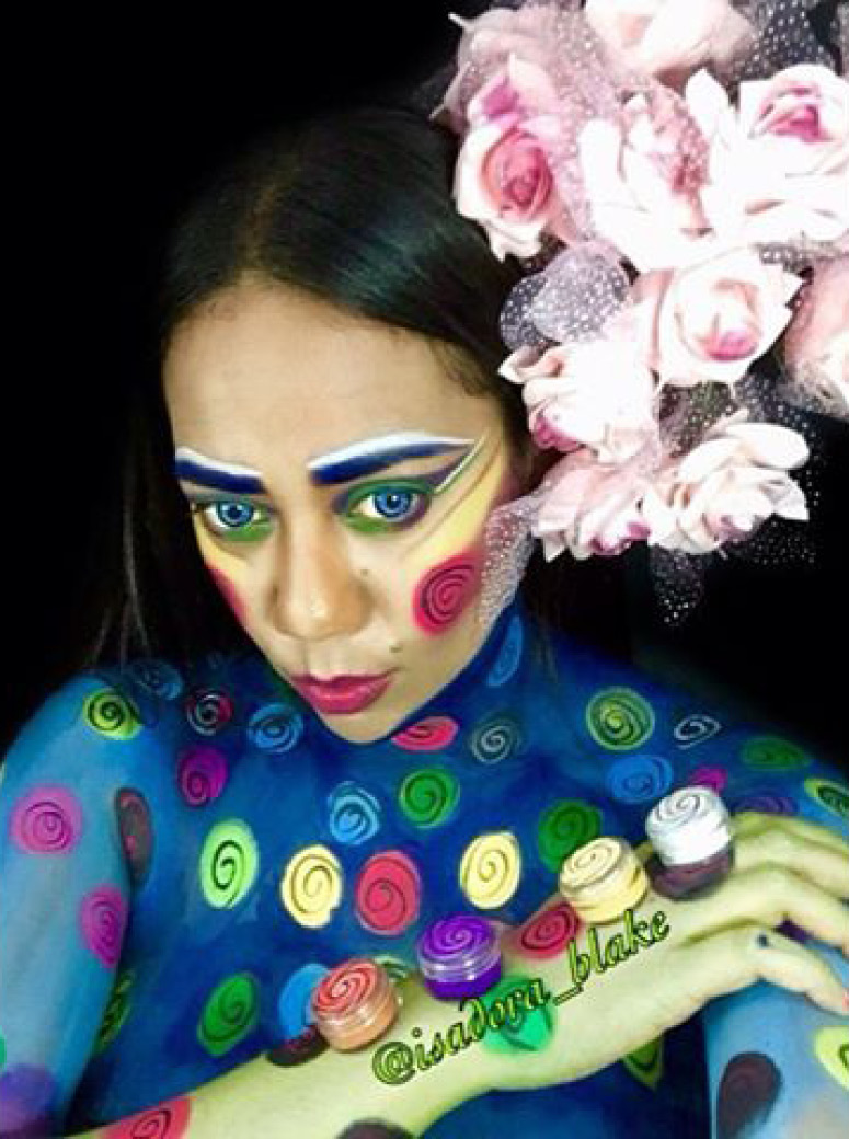 Makeup artist Isadora Blake wearing Poison Candy makeup as body paint