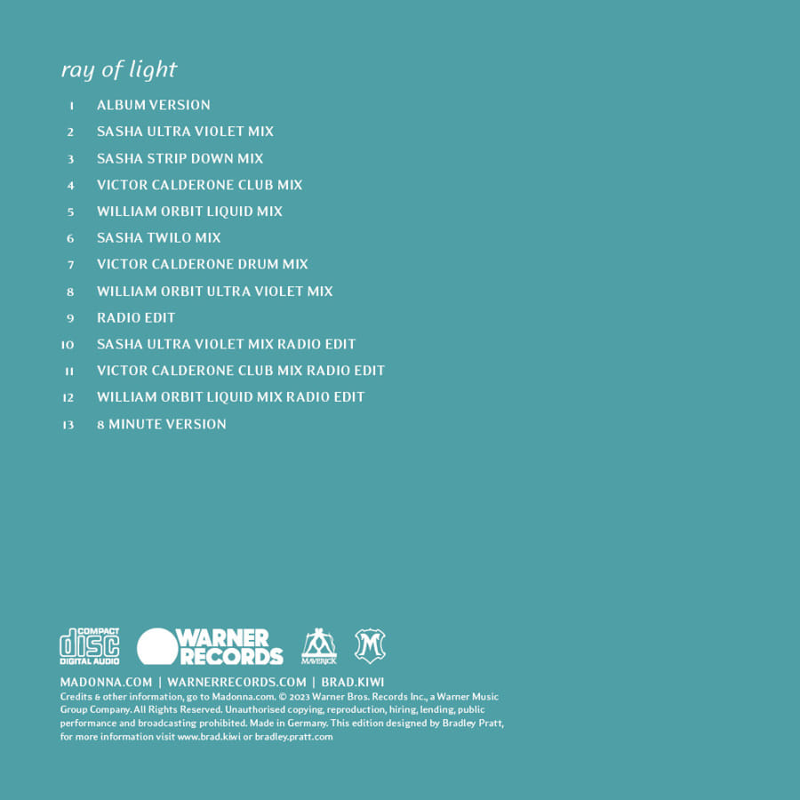 CD-6: Madonna's "Ray of Light" single remixes