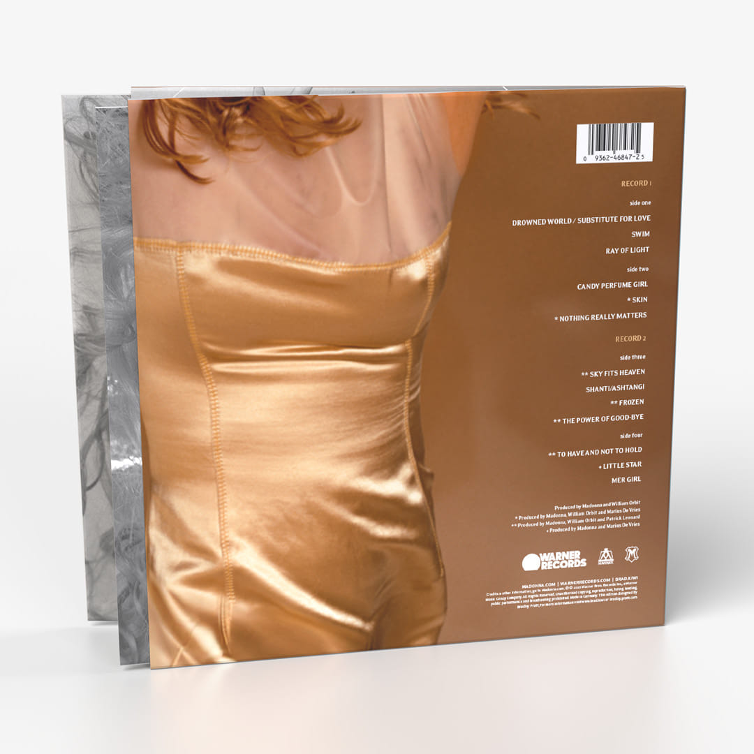 My redesigned Madonna "Ray of Light" album cover in a new vinyl edition design based on the Mario Testino photoshoot, back cover